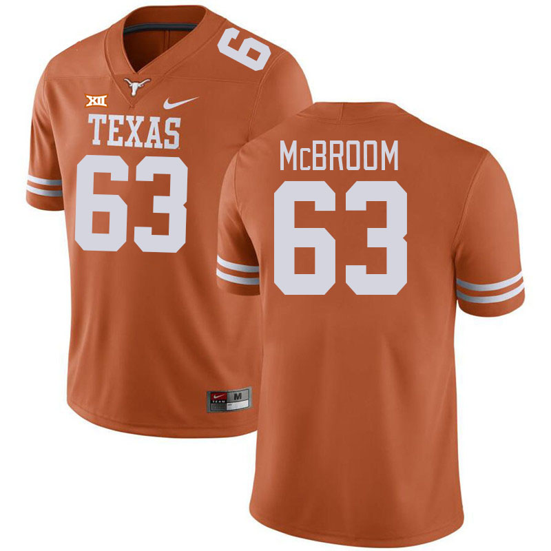 Men #63 Rick McBroom Texas Longhorns College Football Jerseys Stitched-Orange